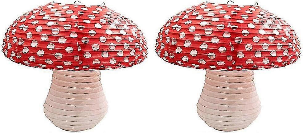 ペーパーランタンマッシュルームシェイプ装飾ランプシェードラウンドランタンパック2個入り