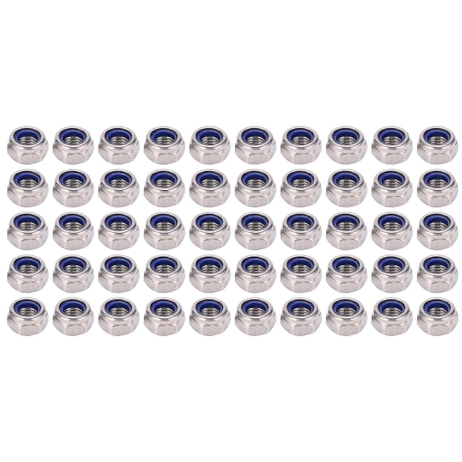 50Pcs Lock Nuts Nylon 304 Stainless Steel Silver M8 Hex SelfLocking Assortment Kit