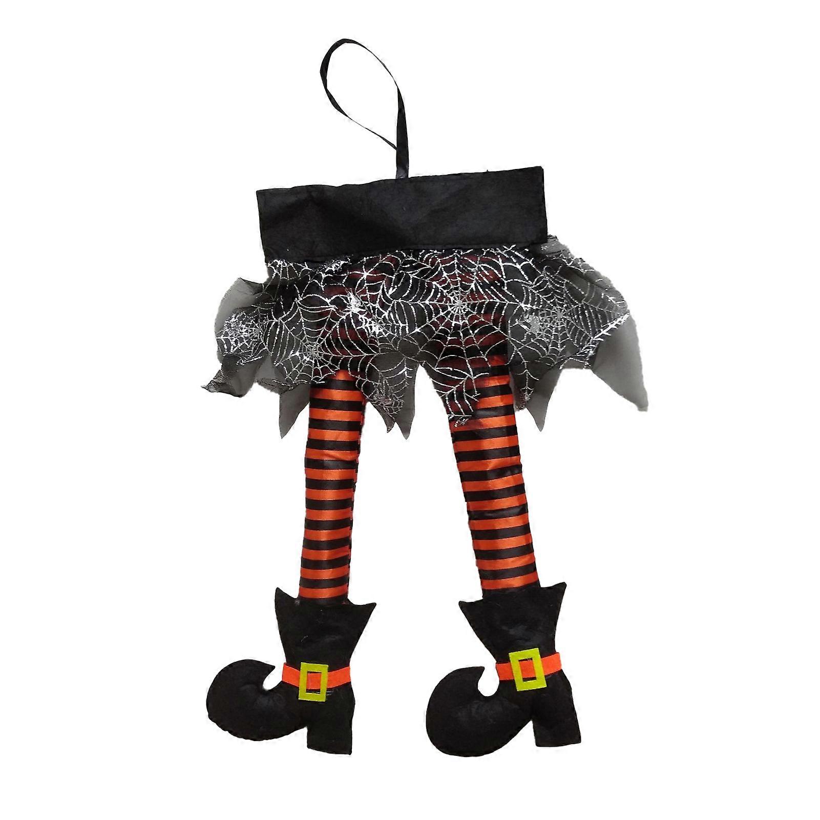 Halloween Witch Legs Prop Hanging Plush Stuffed Witch Legs Ornament with Shoes for Front Door Wall Window Car Trunk Decor