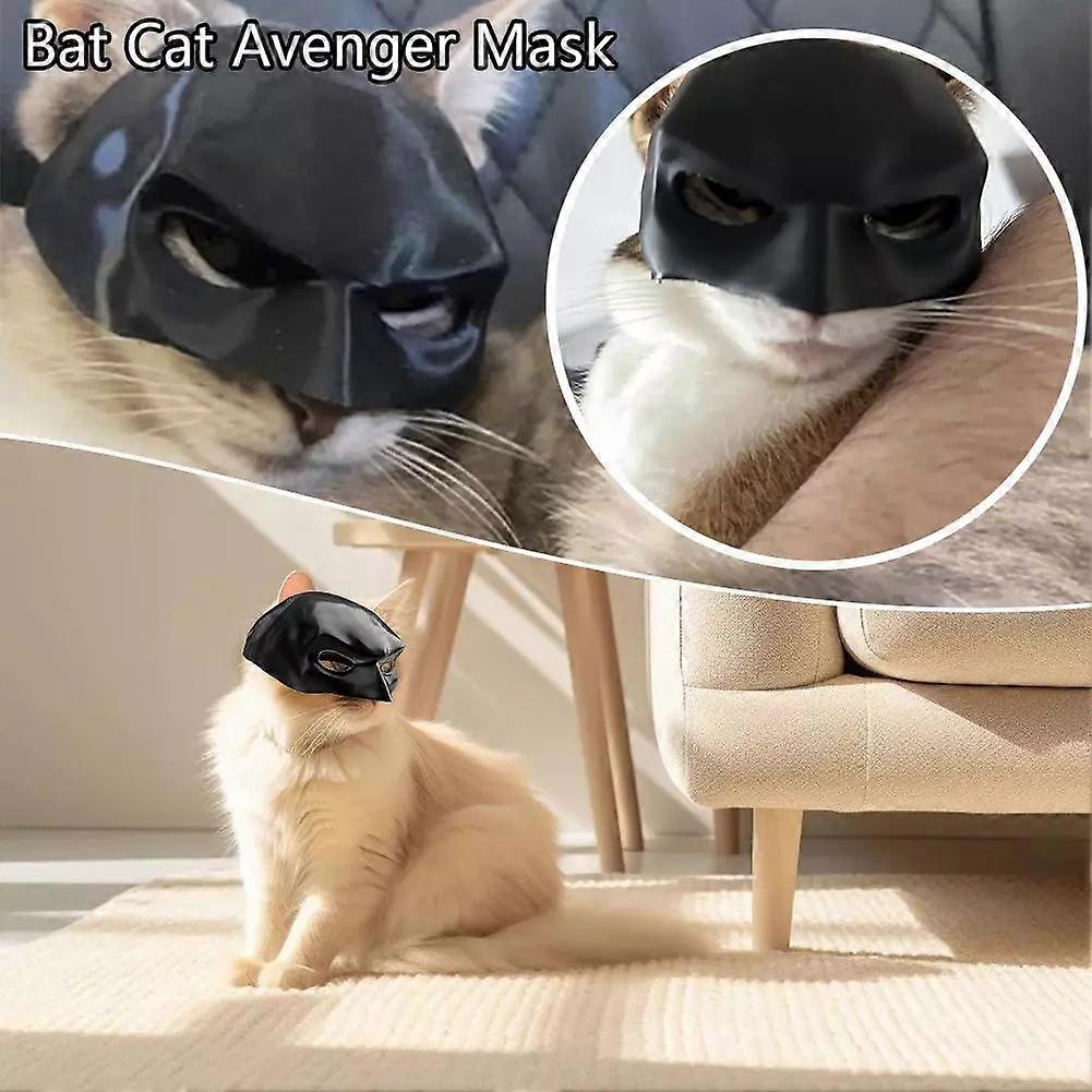 thumbnail image 2 of Cat Batman Face Mask For Pets – Black Halloween Costume – Made In USA 2 of 6