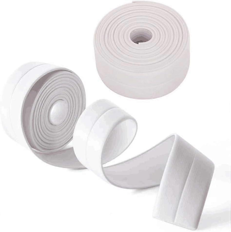 バスルームウェザーストリップシーリングストリップ自己接着性アンチカビゴキブリ予防バスルームキッチンコーナーコーキング用、3.8cm * 3.25mホワイト2個