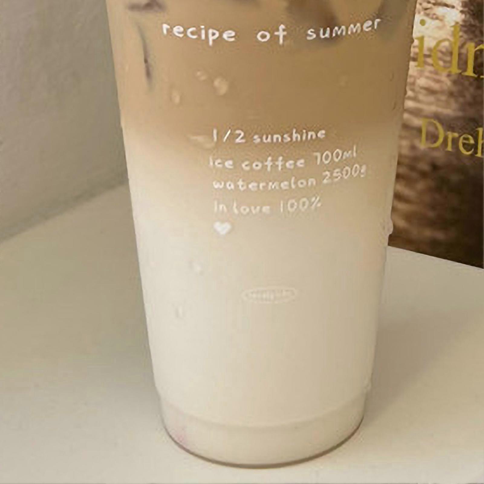 Large Capacity Plastic Coffee Cup with Straw Lid for Summer Cold Drinks 700ml