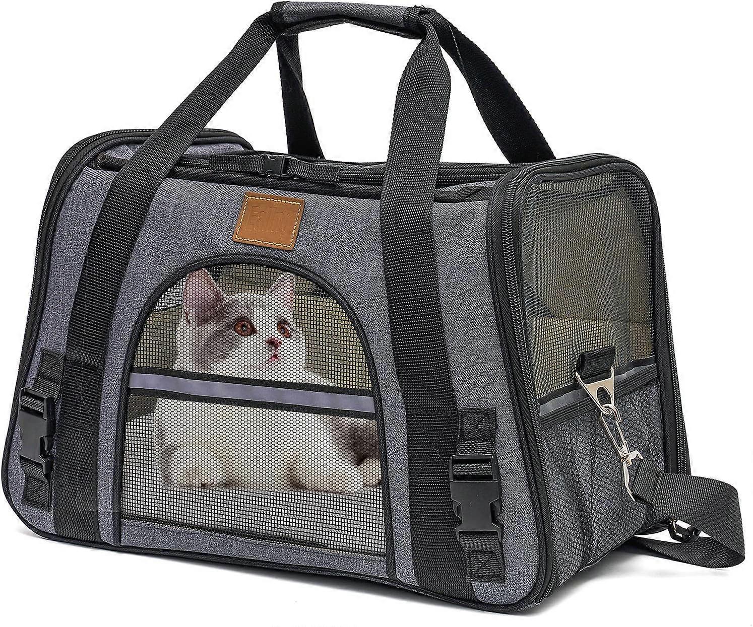 Cat Carrier Bag - Foldable and Breathable Cat Harness, Portable Cat Carrier with Detachable Padding and Mesh Shoulder Strap, Suitable for Home and Tra