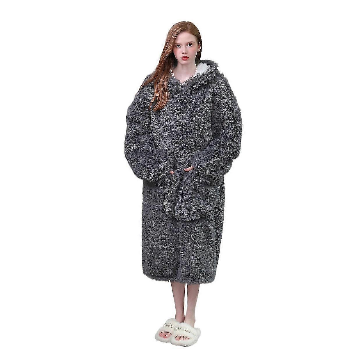 Pullover Hooded Plush Lazy Clothes Thickened Warm Home Clothes