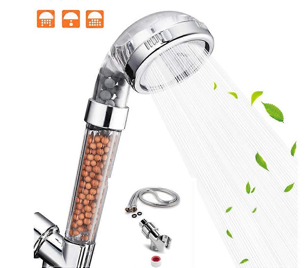 Lonic Shower Head Set With Hose 3-Way Spray With Infrared Mineral Balls and Negative Lonc Balls Filtered Shower Head