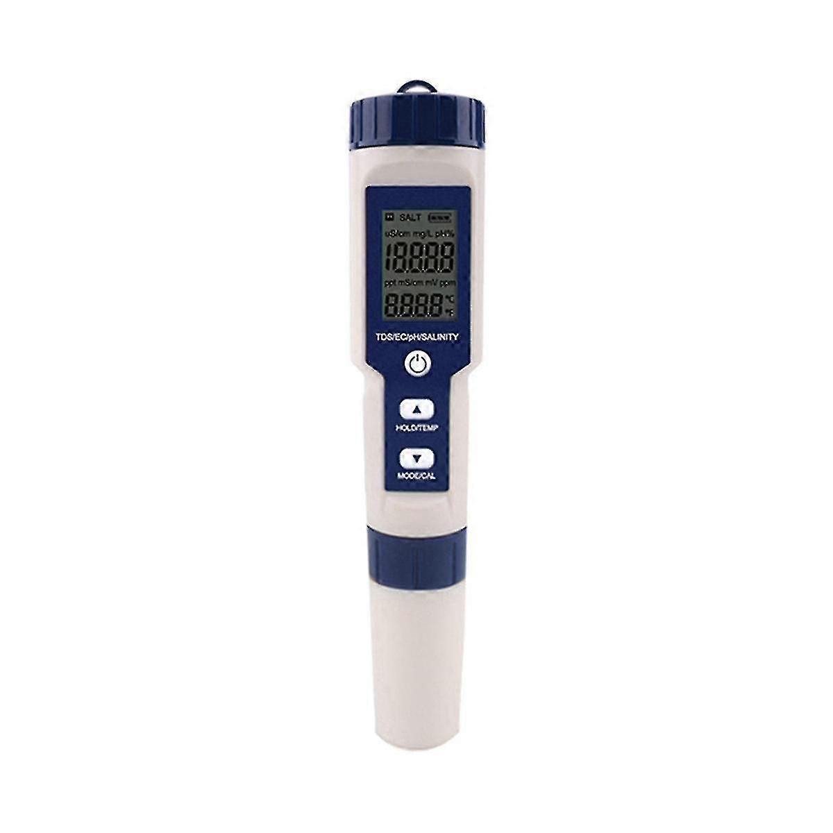 5 in 1 TDS/EC/PH/Salinity/Temperature Meter Digital Water Quality Monitor Tester for Pools, Drinking Water, Aquariums