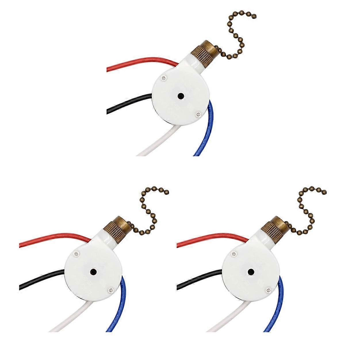 3PCS Ceiling Fan Lights Switch ZingEar ZE-208S E89885 3 Speed 4 Wire Fan Switch Pull Chain ,Fan Lig
