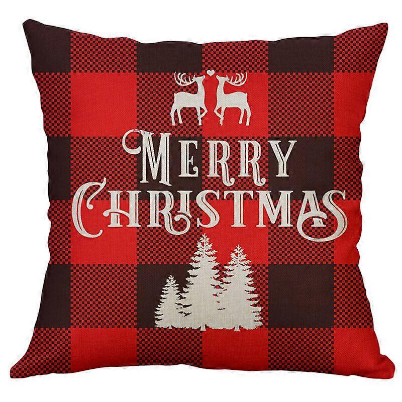 クリスマスガーランドスロー枕カバー赤格子縞トラック鹿ノームクッションカバーデザイン258jpjcjh