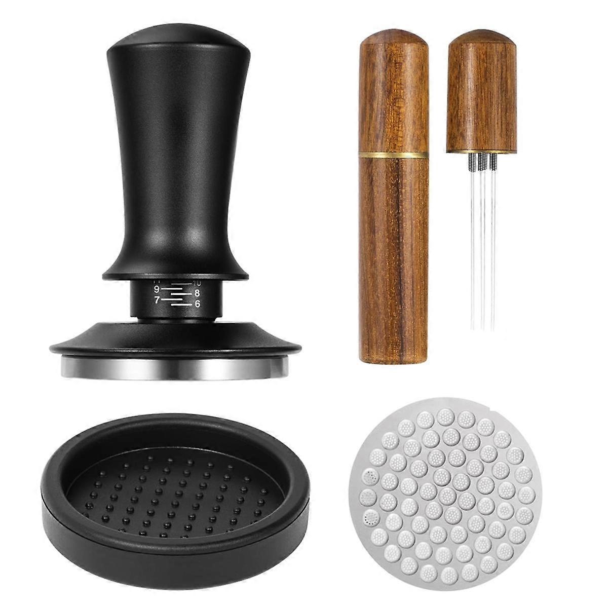 51mm Espresso Tamper and Stirrer Set, Espresso Coffee Tamper with Flat Spring Loaded Stainless Stee