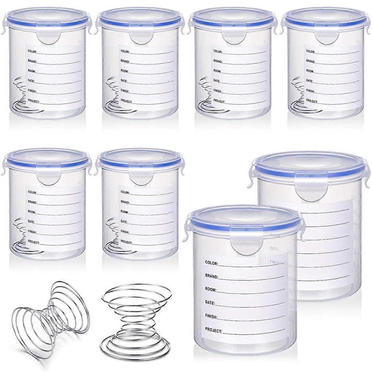 8 Sets Paint Container with Stainless Steel Mixing Ball Touch Up Paint Cups with Lids Paint Storage