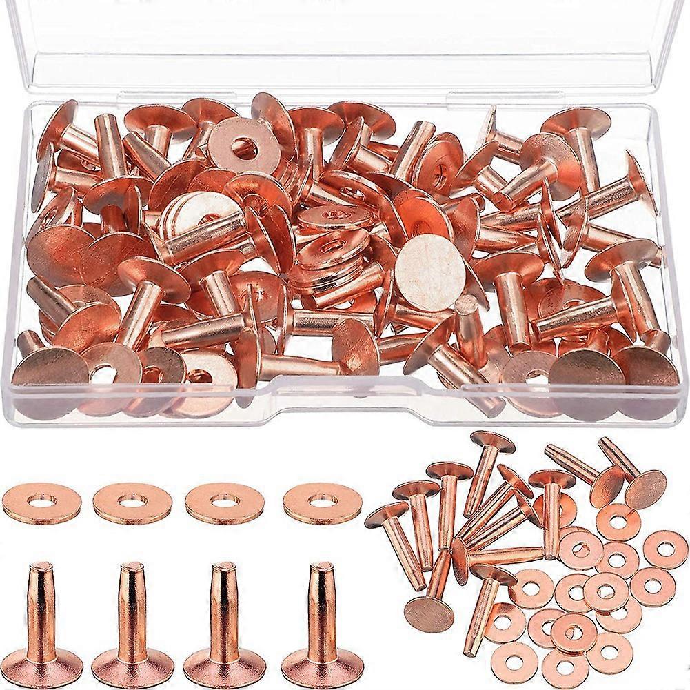 50 Sets Copper Rivets and Burrs, Copper Rivets for Leather for Belts Wallets Collars Leather DIY Cr