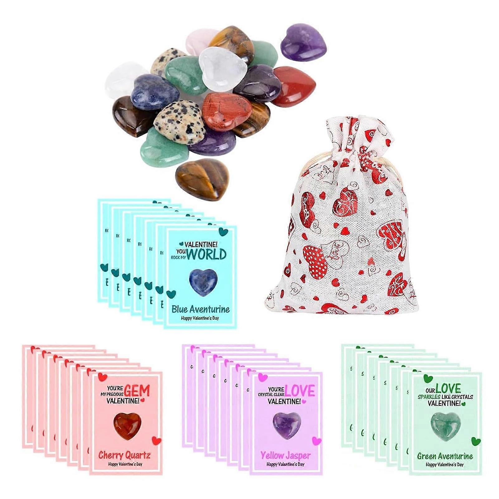 28pcs Tarjeta de regalo del día de San Valentín de piedra en forma