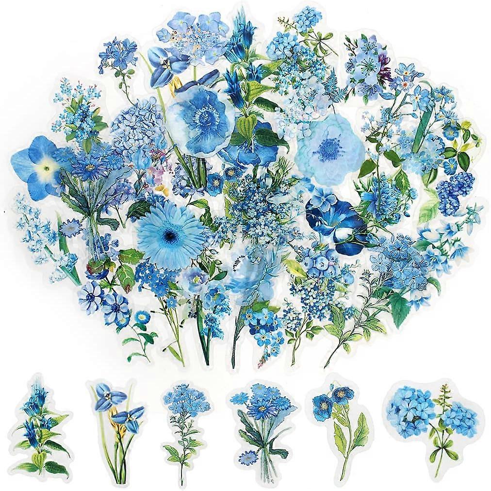100 Pcs Scrapbook Flower StickersSelf-Adhesive Floral Style Paper Stickers with 50 Patterns for Scrapbook Letters Wall Journal Album Notebook Card