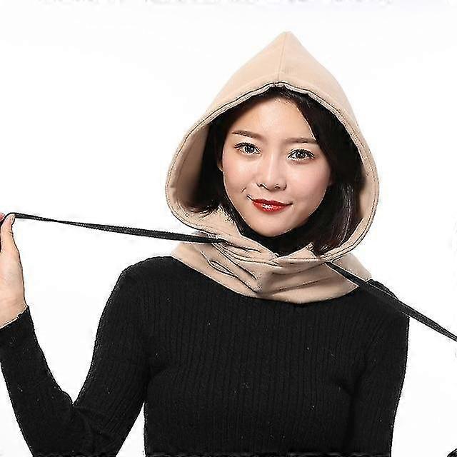 2 Layer Hooded Collar Removable Drawstring Cap