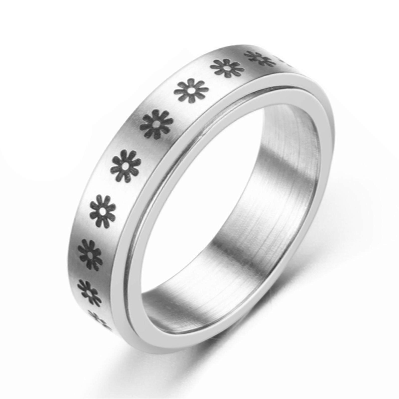 Titanium Steel Spinner Rings Moon & Star Ring Stress Relieving Anxiety Ring Punk Style