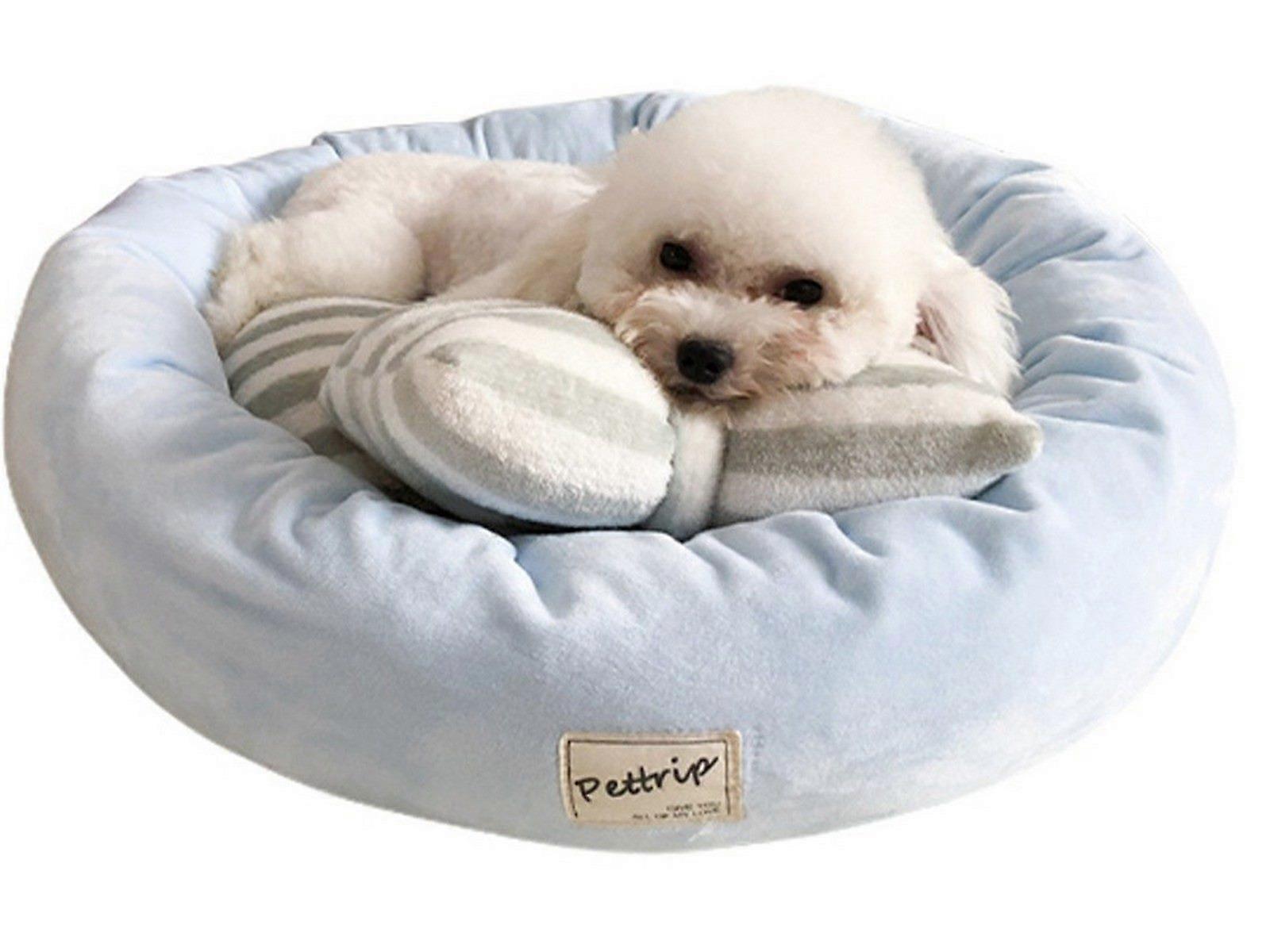 65cm Pet Bed with Pillow Blue