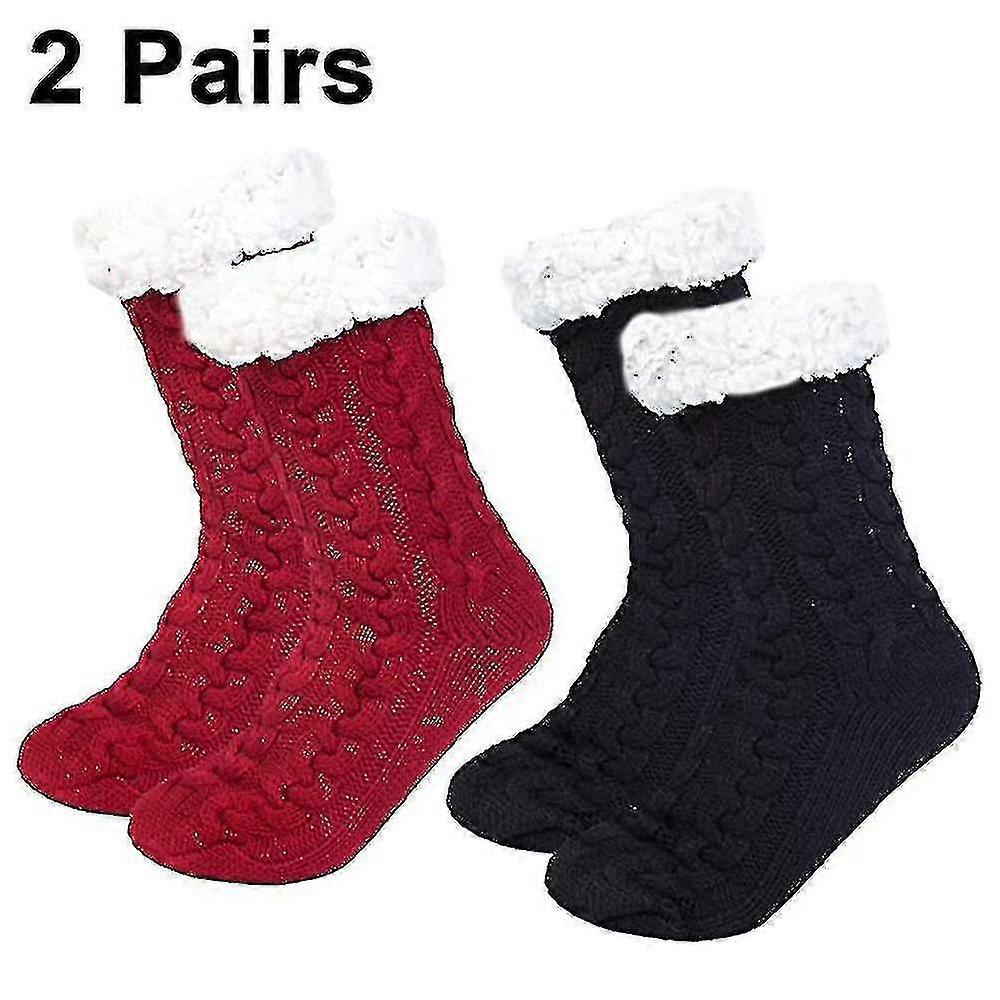2 Ps Floor Socks Cozy Fluffy Warm Fleece Soft Comfy Thick Non Slip Home