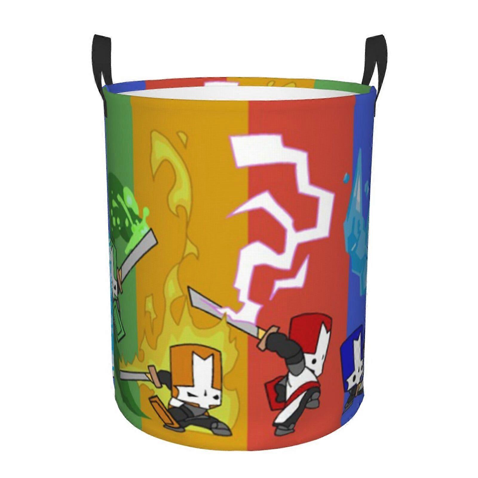 キャッスルクラッシャーサーキュラーハンパーランドリーバスケット汚れた服バスケット収納バスケット家庭用バスルーム用小SYS25600