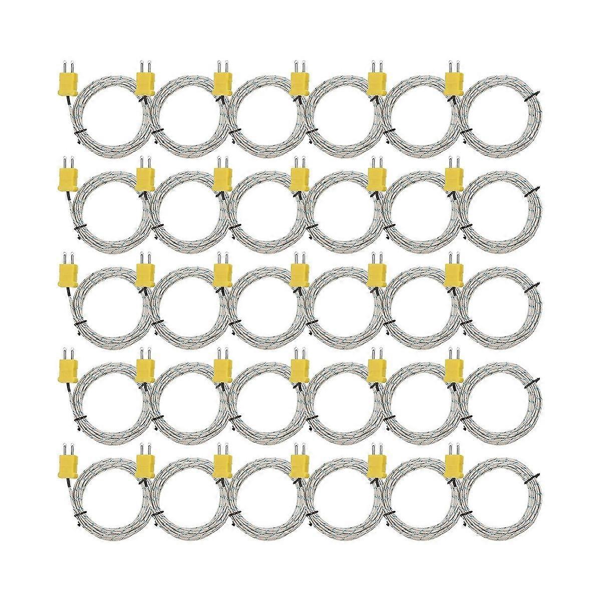 30Pcs 3Meters K Type Mini-Connector Thermocouple Temperature Probe Sensor Temperature Sensing Line