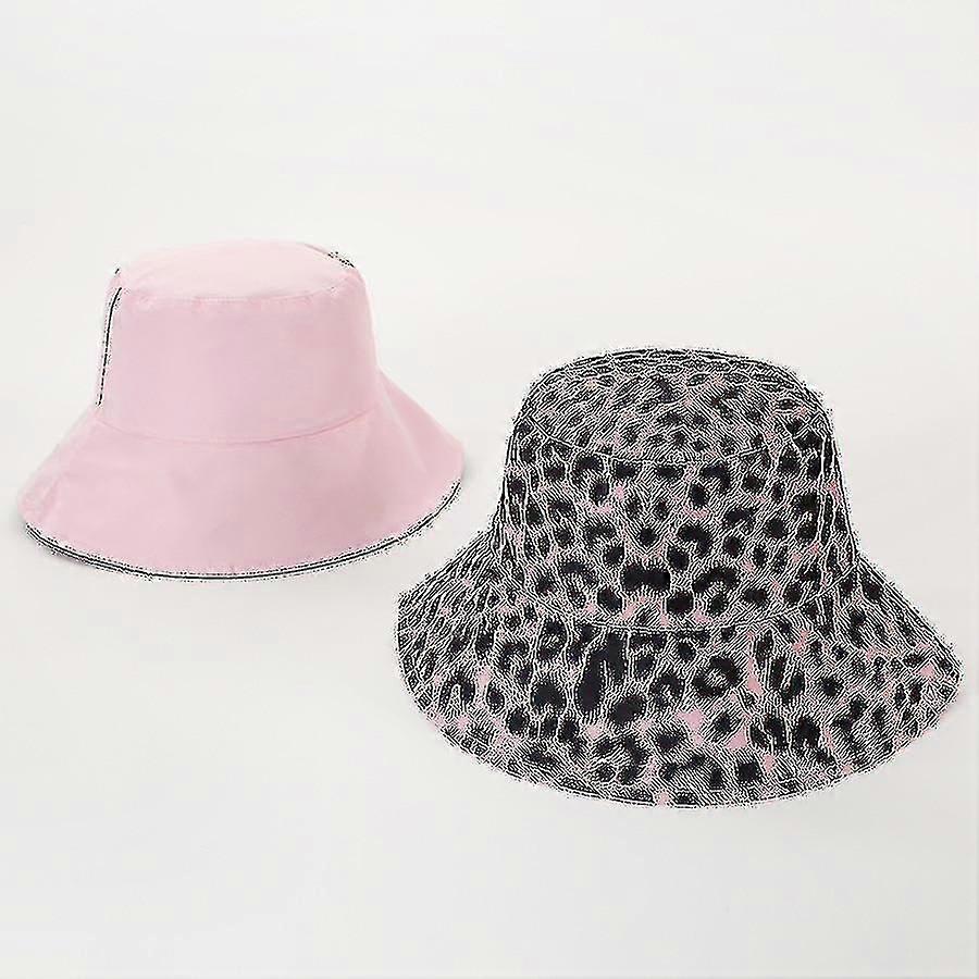 Reversible Panama, Two Side Leopard Bucket Hatpink