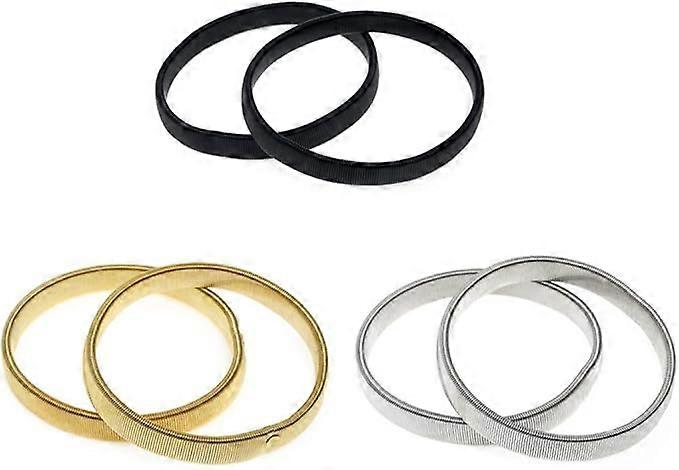 3 Pairs Of Stretch Armbands With Non-slip Garter Sleeves,Silver,Gold,Black