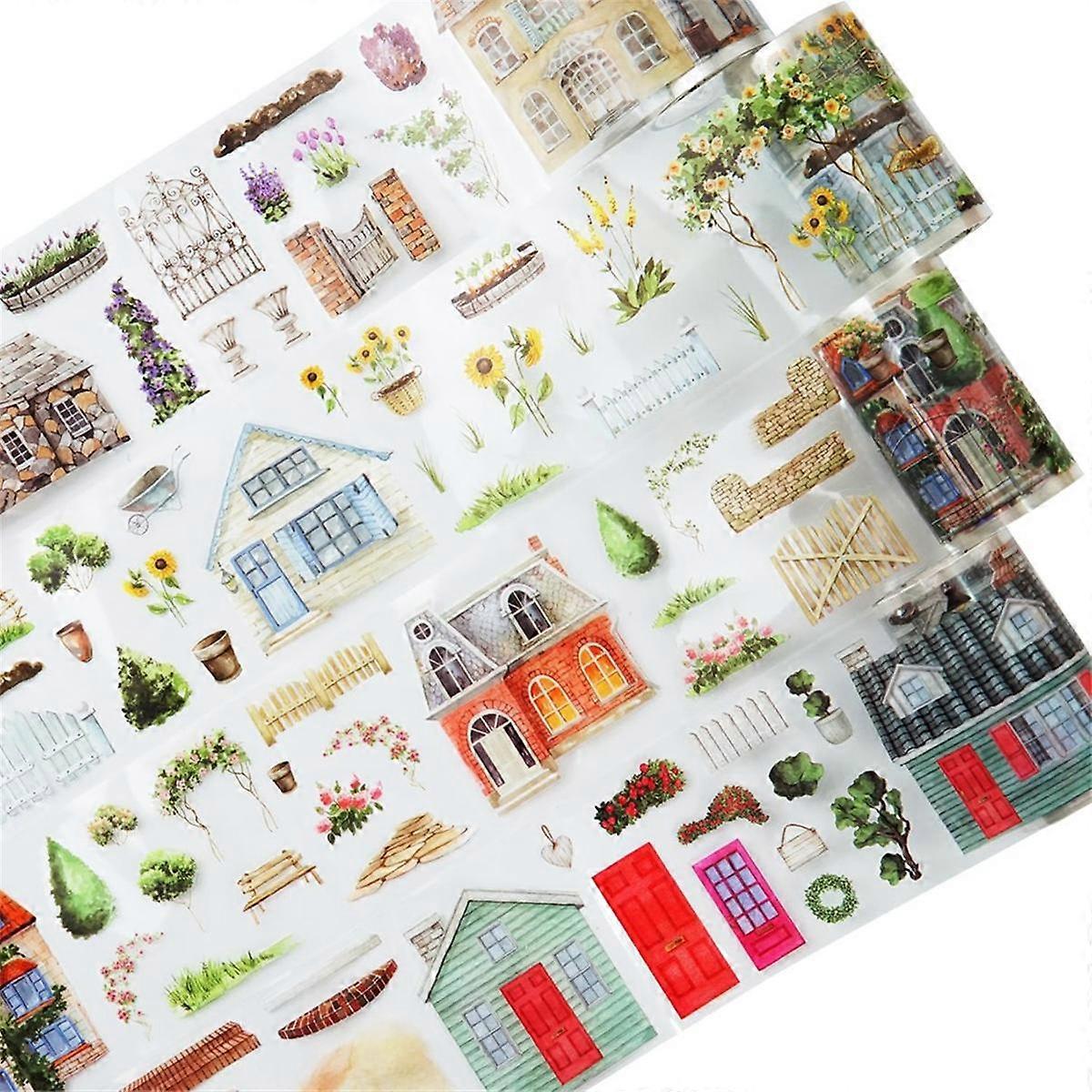 PET Tape Set, 4 Rolls of Scenic Ephemera for Junk Journaling, Scrapbooking, Crafting, DIY Projects