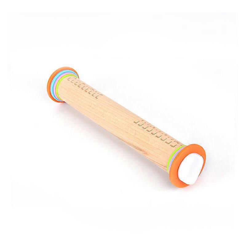 Adjustable Rolling Pin with 4 Removable Rings for Baking, Beech Wood, 35 cm