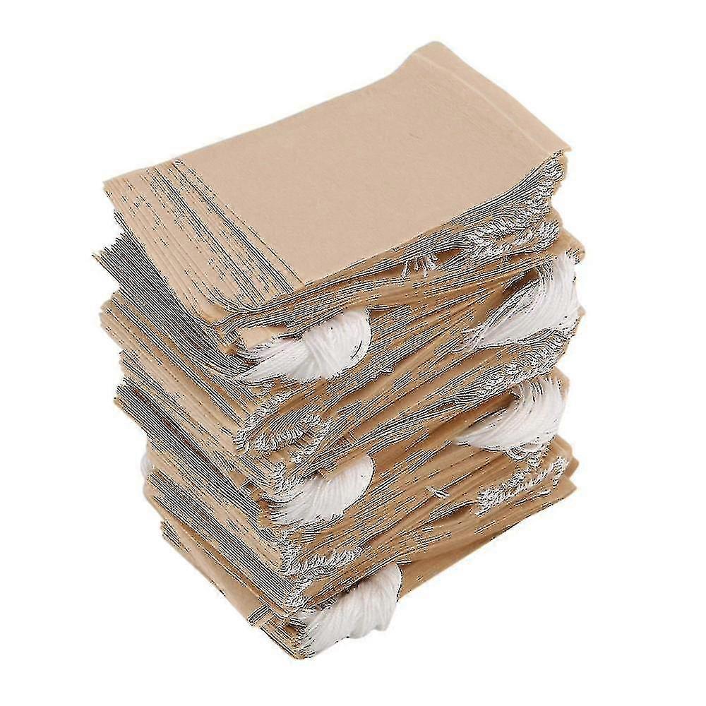 500-pack tefilterpåsar, engångspapperstepåse med dragsko för lösbladste, kaffe (naturlig)