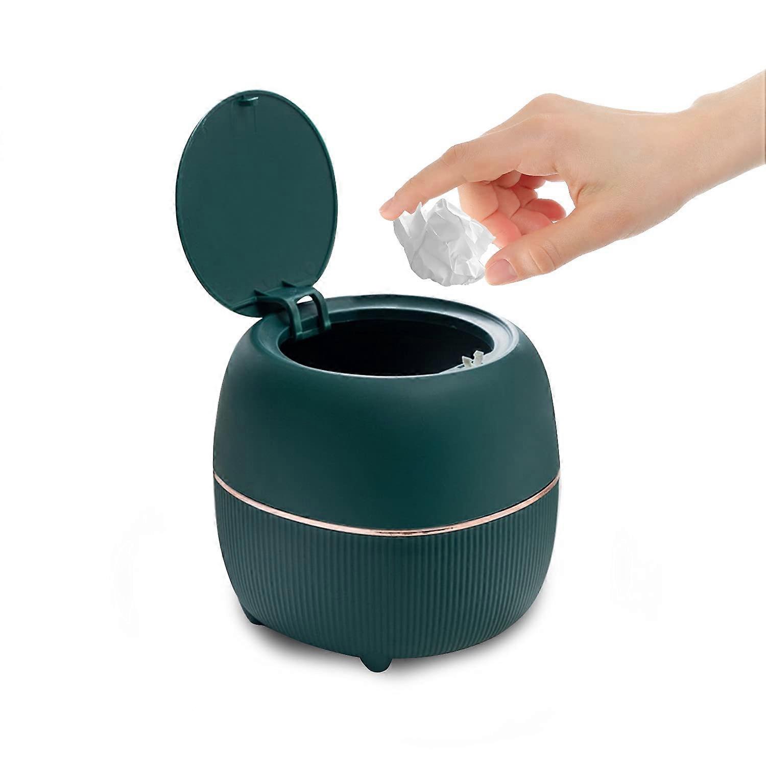 Mini Round Desktop Bin with Lid(Green)