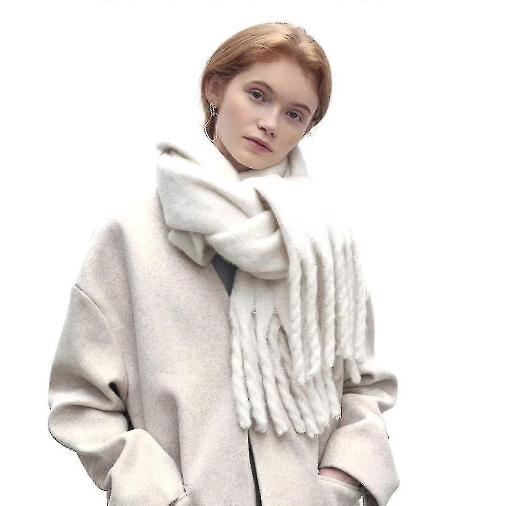 Dww-solid Color Versatile Soft Waxy Lazy Wind Warm Long Scarf With Atmosphere Scarf Beige