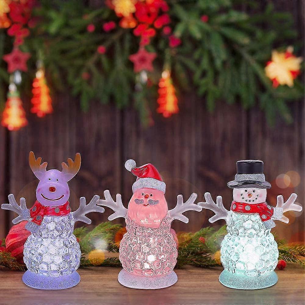 3 pack led small christmas figurines with color light