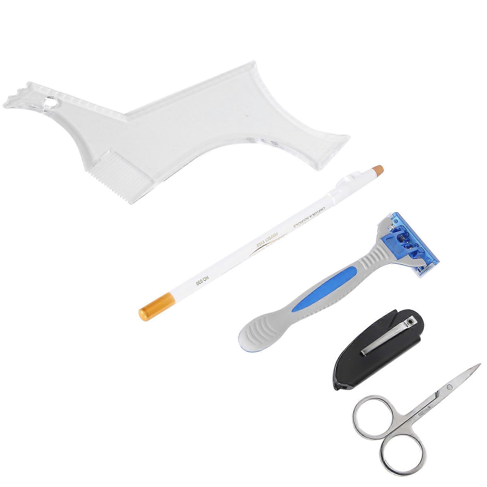 Beard Shaping Tool Set Beard Shaping Template Folding Comb Scissors Beard Grooming Set