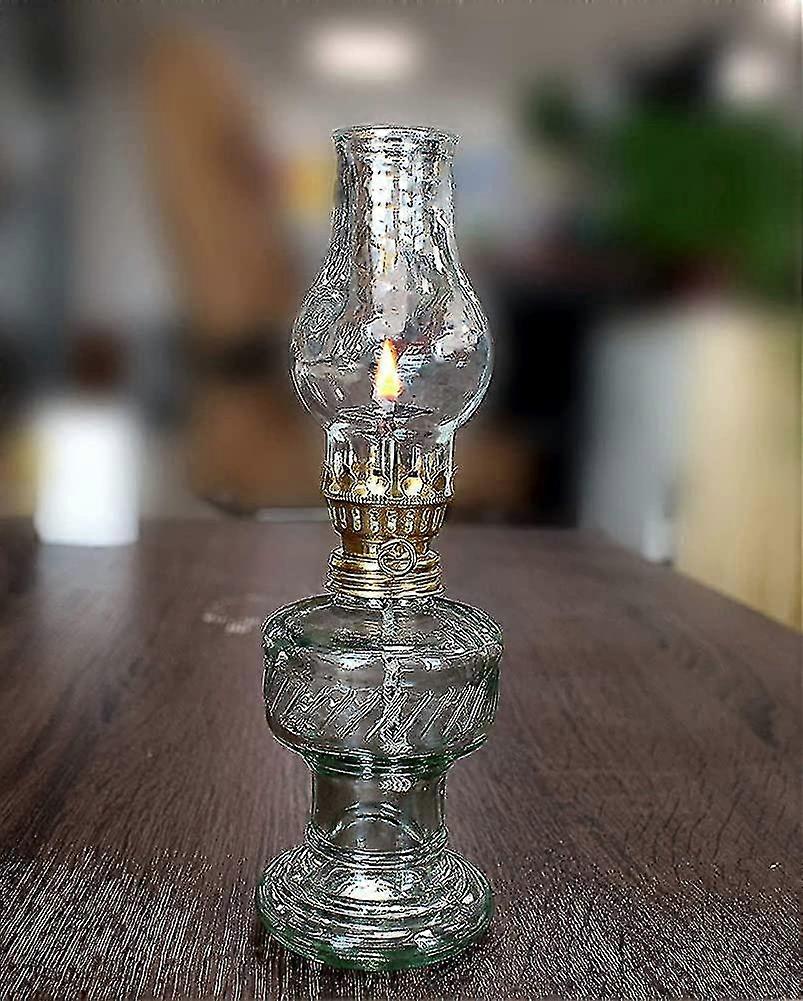 Glass Kerosene Lamp. Retro Oil Lamp With Wick For Indoor Emergency Lighting