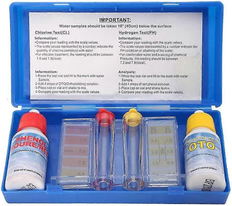 Water Quality Test Kit - 1 Set Ph Chlorine Hydrotool Test Kit Accessories For Pool And Spa Treatment