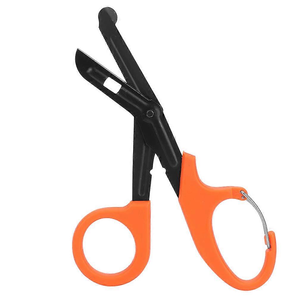 מספריים לחבישה מפלדת אל-חלד עם שיניים עדינות כלי עזרה ראשונה חירום (כתום)