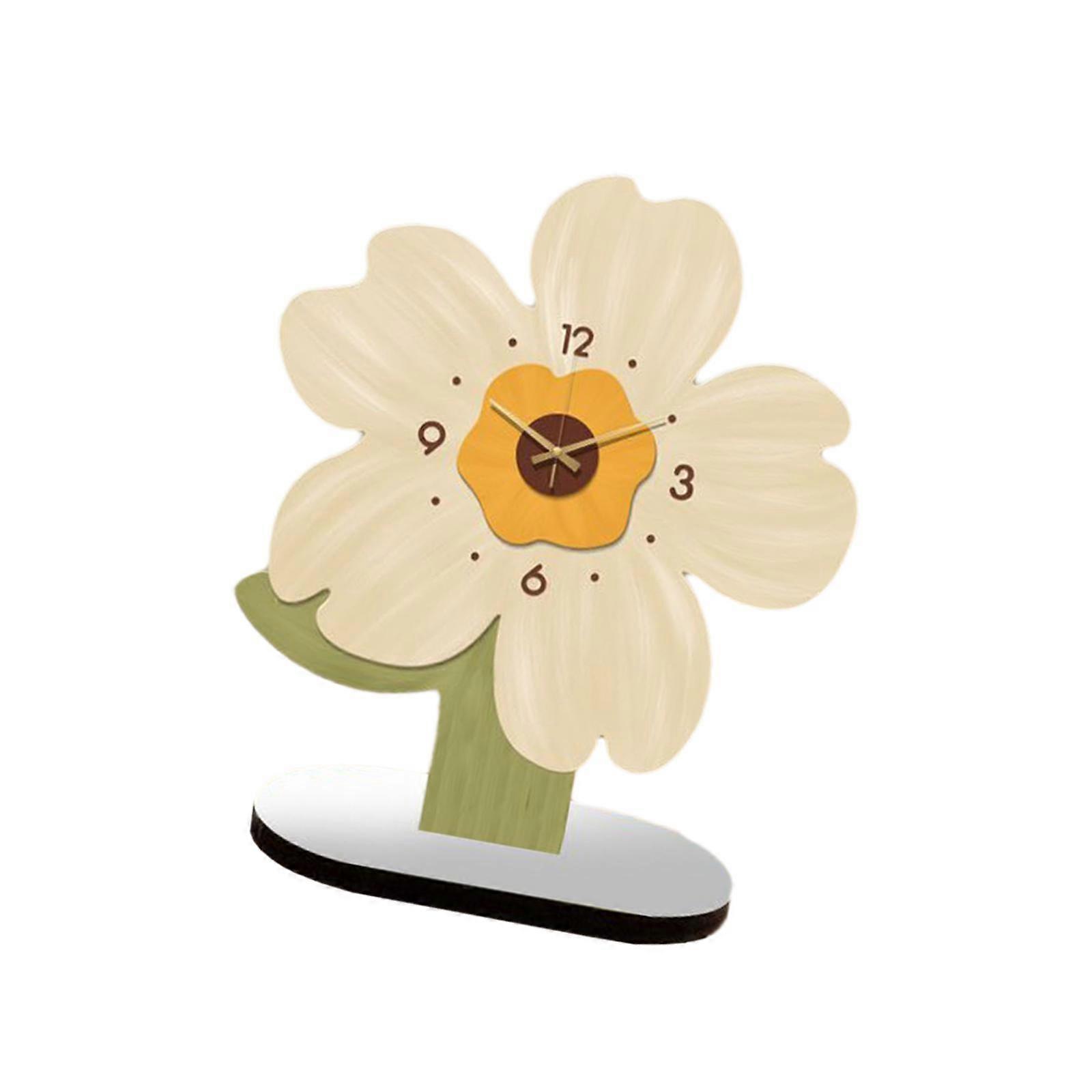 Table Clock Analog Clock Silent Decorative for Bookshelf Bedroom Countertops Sunflower