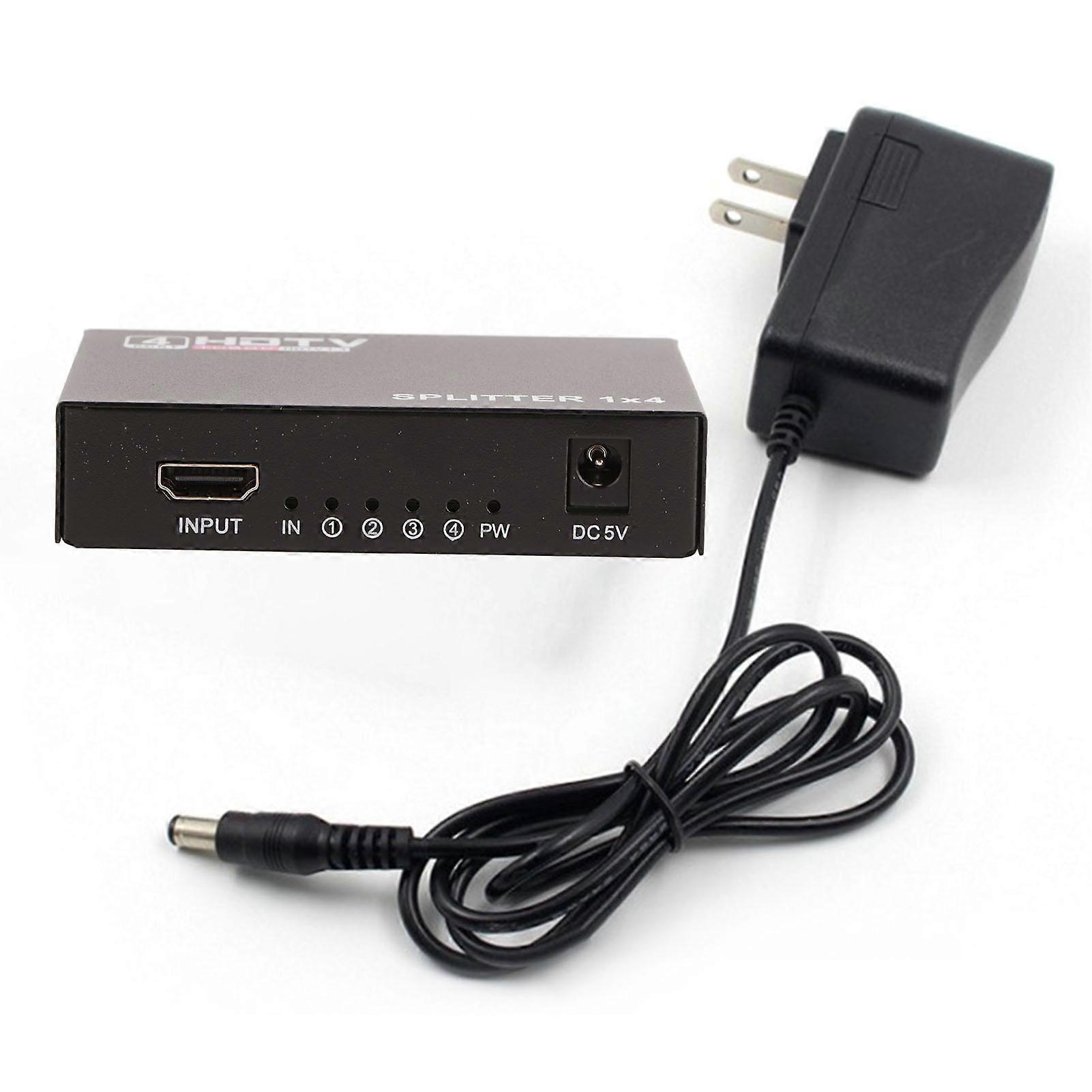 HD Multimedia Interface Splitter 1 in 4 Out Plug and Play HD Multimedia Interface Switcher for Projectors DLP LCD HDTVs