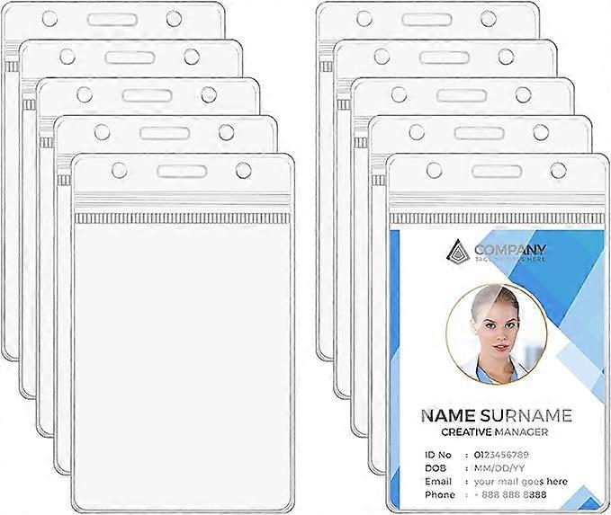 plastic card holder: 10 Pcs Vertical Name Card Holder, Name Plate, Clear Badge / ID Card Holders, Waterproof ID Badge for Card