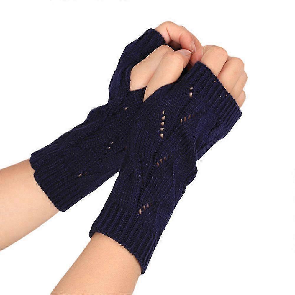 Knitted Acrylic Half Finger Gloves for Women, Warm and Breathable Winter Fingerless Mittens in Various Colors