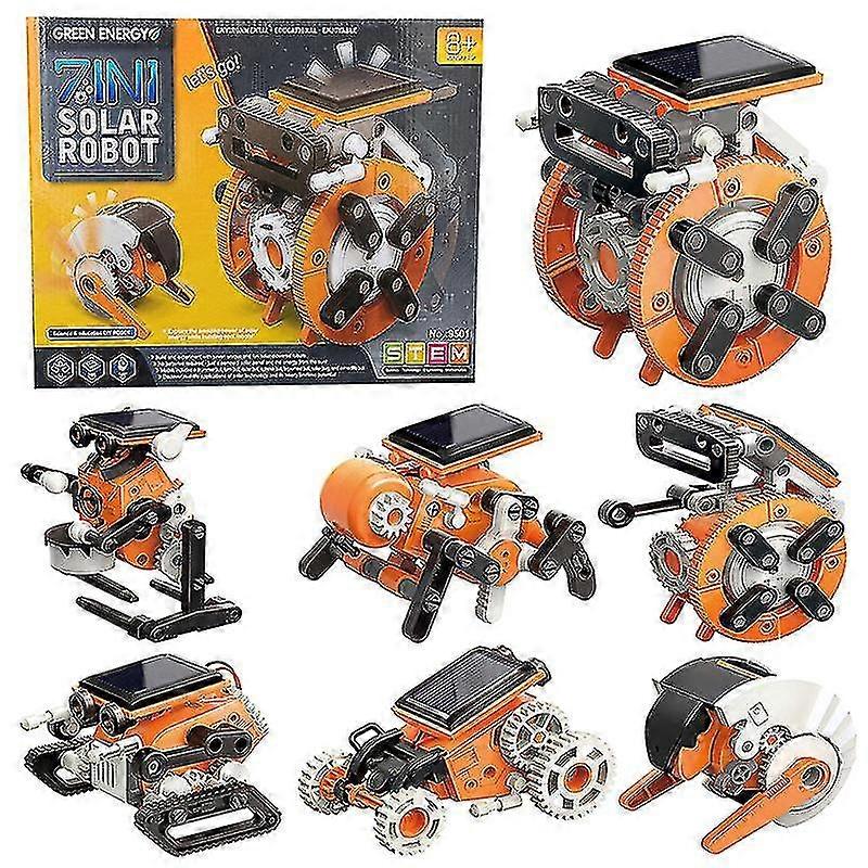 7-i-1 Utbildning Solrobot Leksaker Sol Drivs av Solen Diy Robot Leksak
