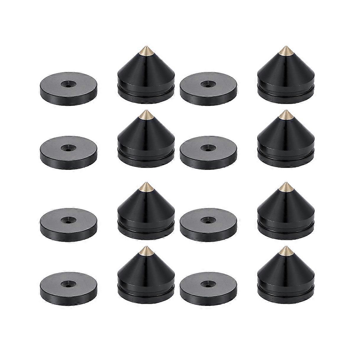 8 Set Haut-parleur Stand Pieds Pied Pad Alliage d’aluminium Pointe métalliques Cône Sol Pied Nail Noir