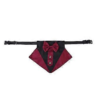 Pet Dog Formal Tuxedo Bandana Wedding Party Adjustable Dog Collar With Bow Tie
