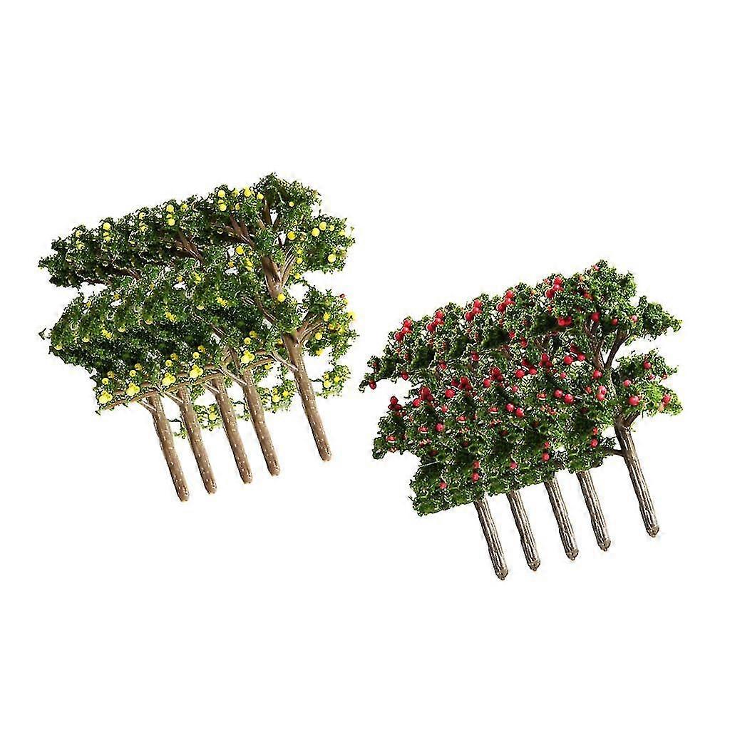 10 Pieces Green Model Tree Train Railway Bonsai Sand Table Model Building House Decorative Fruit Tree