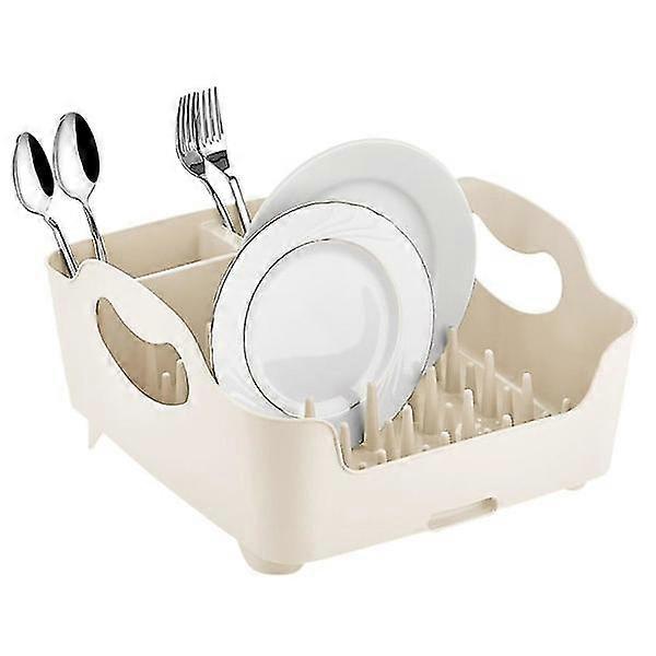 Scolapiatti con portaposate e manico - Bianco Bianco