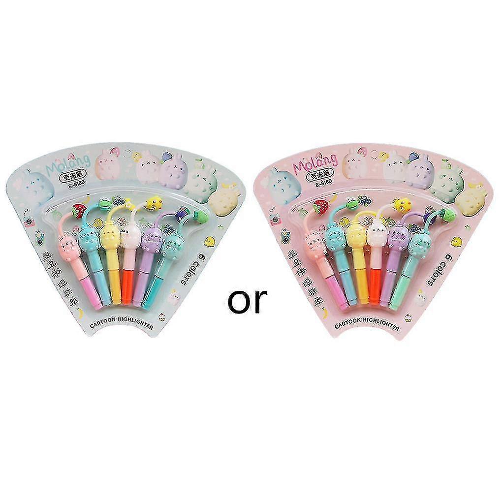 6pcs χαριτωμένο μίνι στυλό highlighter Kawaii κινουμένων σχεδίων λαγουδάκι φθορισμού μαρκαδόρου στυλό σχολικών γραφείων γραφική ύλη προμήθεια