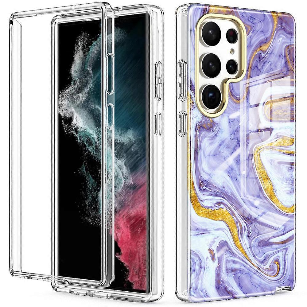 Suitable for Samsung S23 Ultra two-in-one phone case S23 plus/S23 electroplating marble protective case