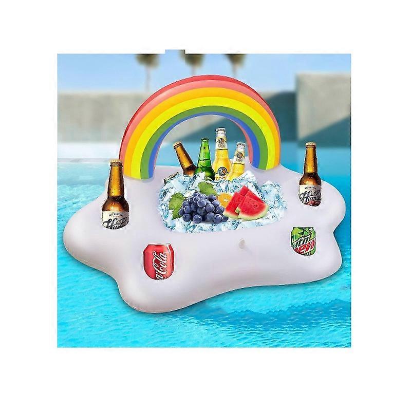 Giant Inflatable Rainbow Cloud Drink Holder, Luxury Bar Accessory Float, Perfect For A Summer Pool Party