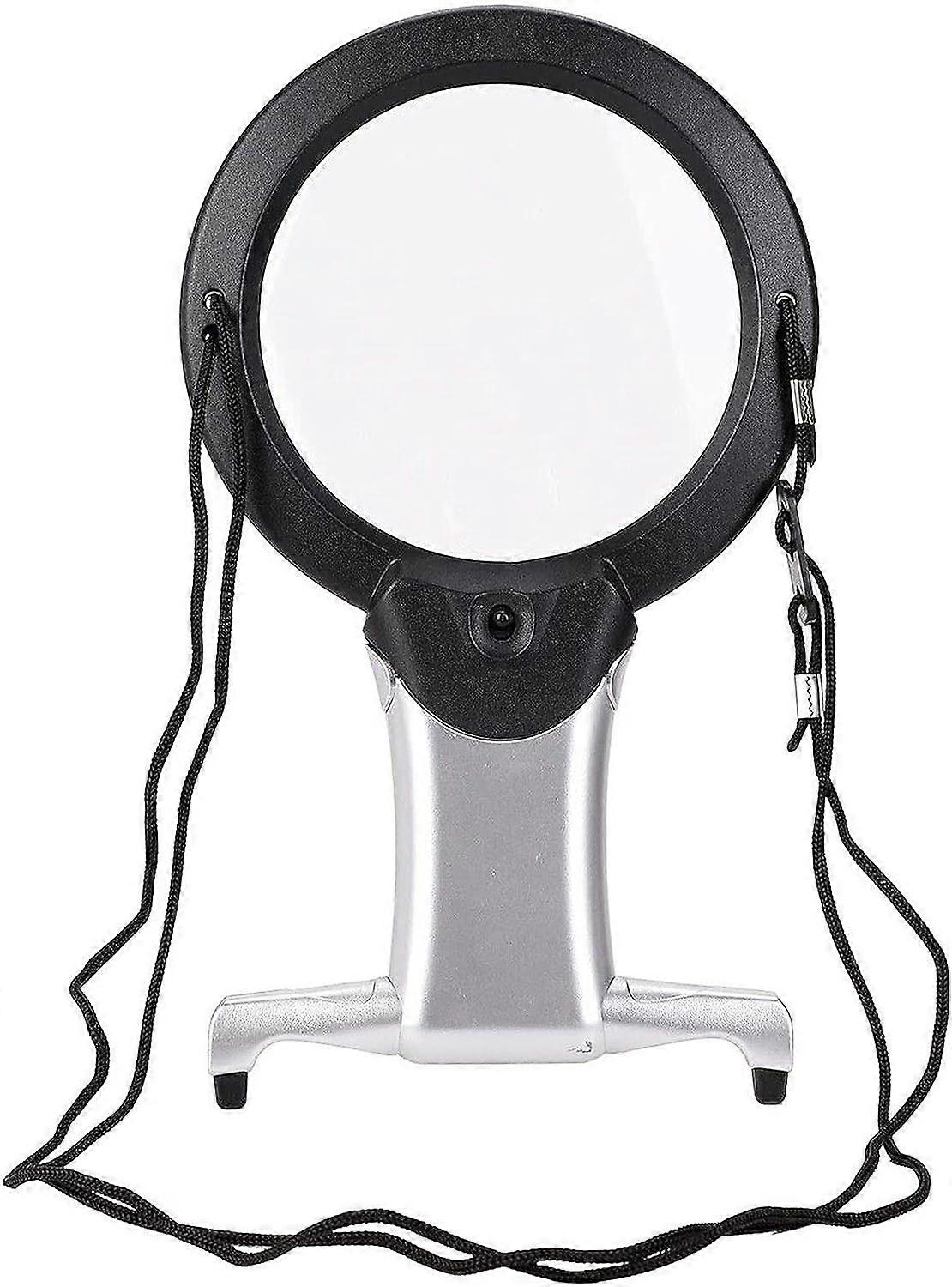 Lighted Magnifier 2-in-1 Hands-Free Reading Magnifier Neck Lanyard and Desk Stand