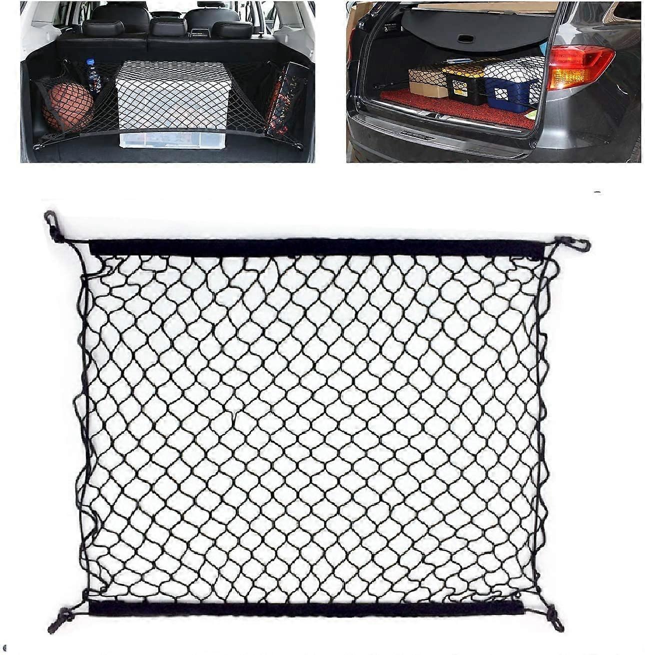 nuoshen Car Cargo Net, Luggage Net Adjustable Elastic Organizer Net, Nylon Trunk Storage Net, Universal Fit (27.5'' x 27.5'')