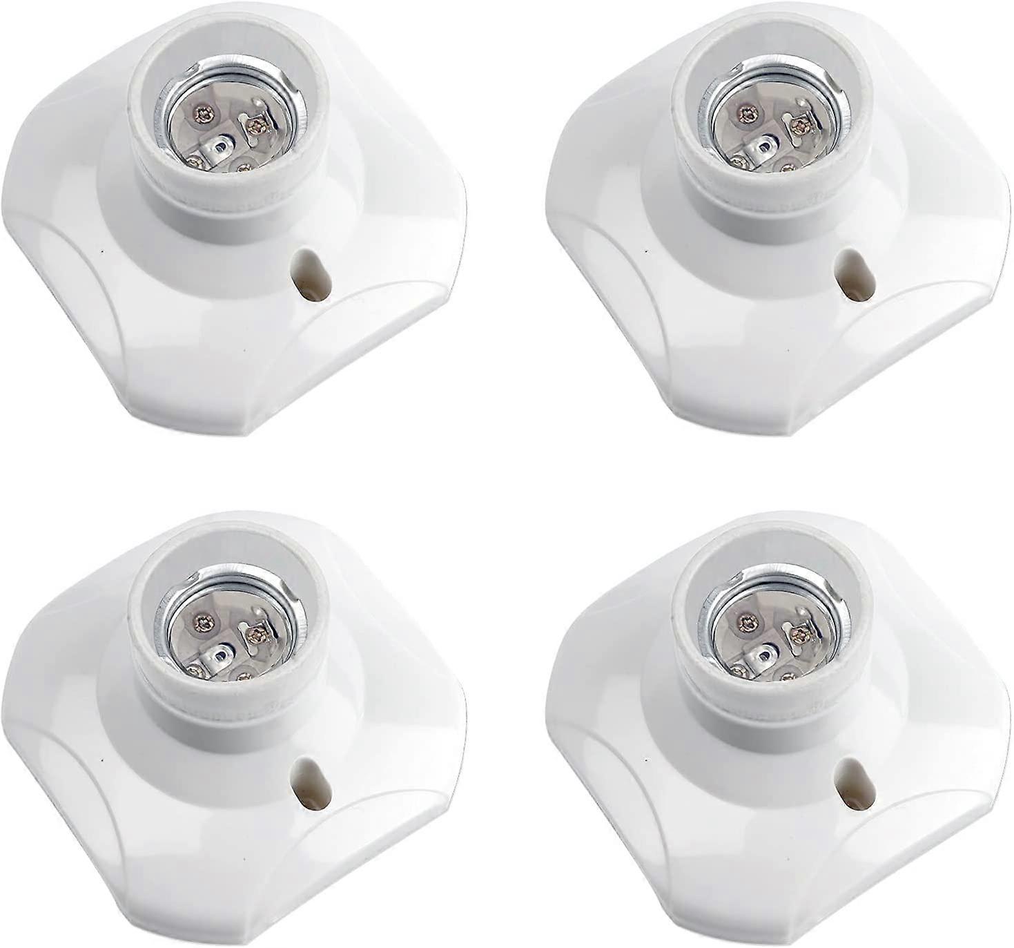 E27 Screw-in Ceiling Socket, E27 Garage Socket, AC 220-240V, LED Bulb Socket Holder, White Plastic Lamp Base for Wall Lamp, Set of 4